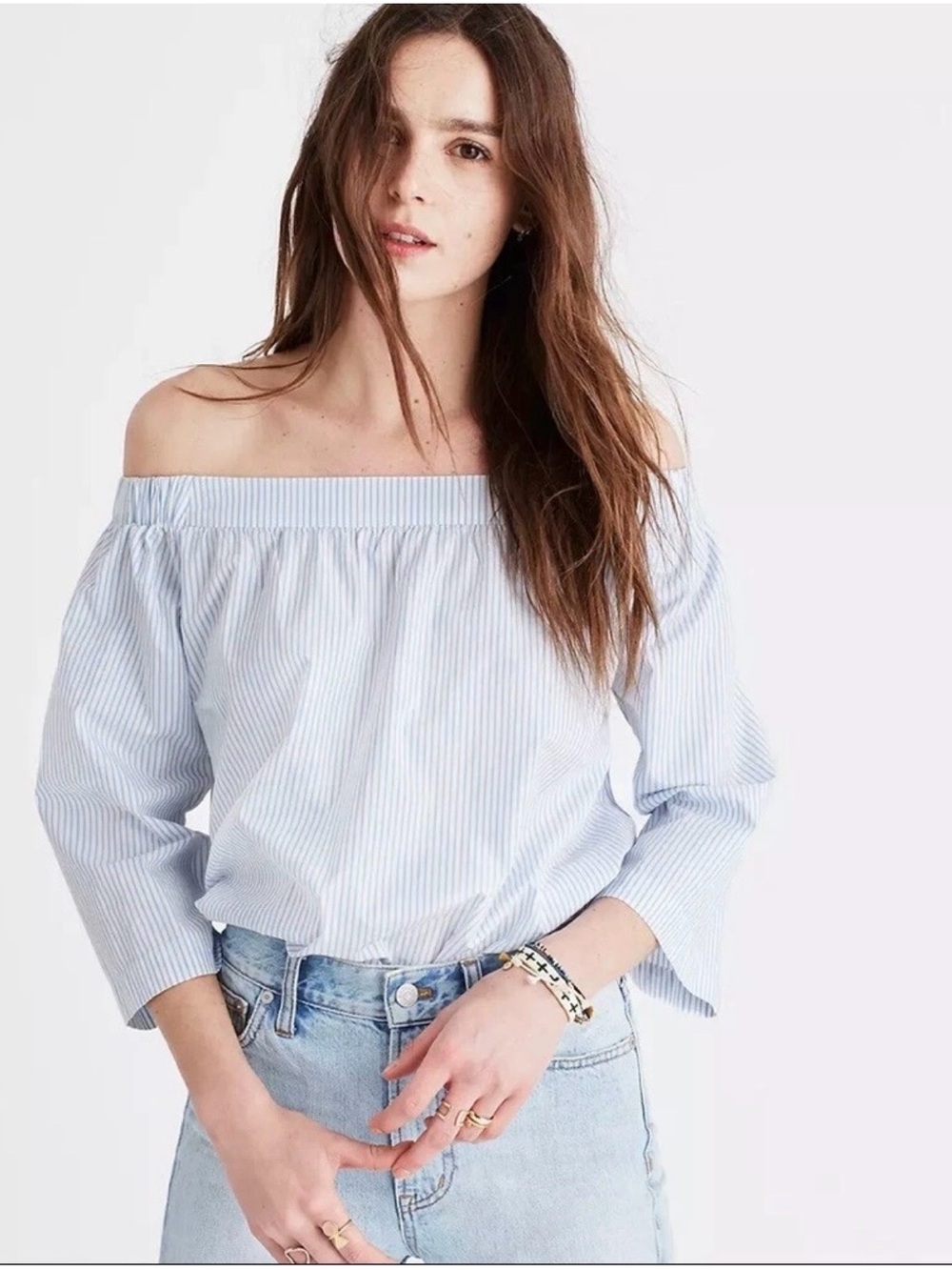 MADEWELL OFF THE SHOULDER SHIRT